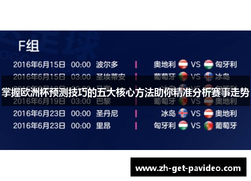 掌握欧洲杯预测技巧的五大核心方法助你精准分析赛事走势 掌握欧洲杯预测技巧的五大核心方法助你精准分析赛事走势